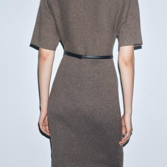 Zara Women’s Elegant Brown Knit Dress - Picture 2 of 6